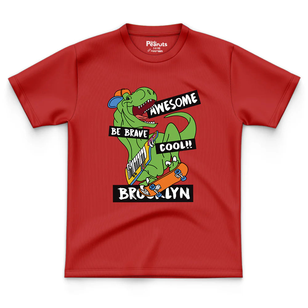 COTTON DINO AWESOME BE BRAVE COOL TEE